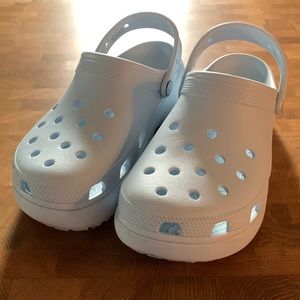 Baby Blue Platform Crocs Clogs